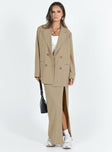 Blazer Lapel collar Double button fastening Faux front pockets Classic collar Split at back Fully lined