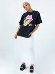 Black oversized tee Graphic print Crew neckline Drop shoulder