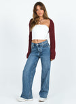 Aytan Bolero Sweater Burgundy Princess Polly  Cropped 