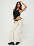 Faux Leather Pants Mid-rise, belt looped waist, zip and button fastening, four classic pockets, straight leg