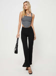 Crop top Slim fitting, pinstripe print, square neckline, fixed straps, zip fastening at back Non-stretch, fully lined