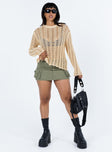 Beige sweater Crochet material Good stretch