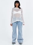 White Jumper Crochet material Drop shoulder  Good stretch