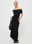 Off-the-shoulder knit maxi dress Good stretch, unlined 