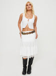 Top Sheer material, adjustable neckline with tie fastening, wide fixed shoulder straps, hook and eye fastening at front