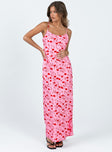 Maxi dress Floral print Adjustable shoulder straps   Scoop back Invisible zip fastening at back  Non-stretch Fully lined 