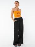 Linen pants Elasticated waistband, drawstring fastening, twin hip pockets, wide leg