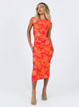 Stella Midi Dress Orange Multi