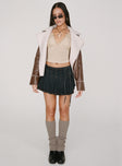 Jacket Faux leather material Faux fur lining Silver-toned hardware Classic collar Zip fastening at front Twin hip pockets