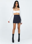 Long sleeve crop top Square neckline Thin elasticated band at waist Good stretch Lined bust 