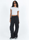 Pants Mid rise Elasticated waistband with drawstring Four pocket design Wide leg Drawstring cuff