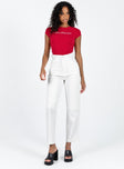 Cargo pants Belt looped waist Six-pocket design Zip & button fastening High waisted Straight leg Non stretch 