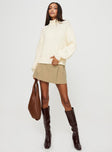 Turtle neck cable sweater Drop shoulder, ribbed cuff and waistband Good stretch, unlined 