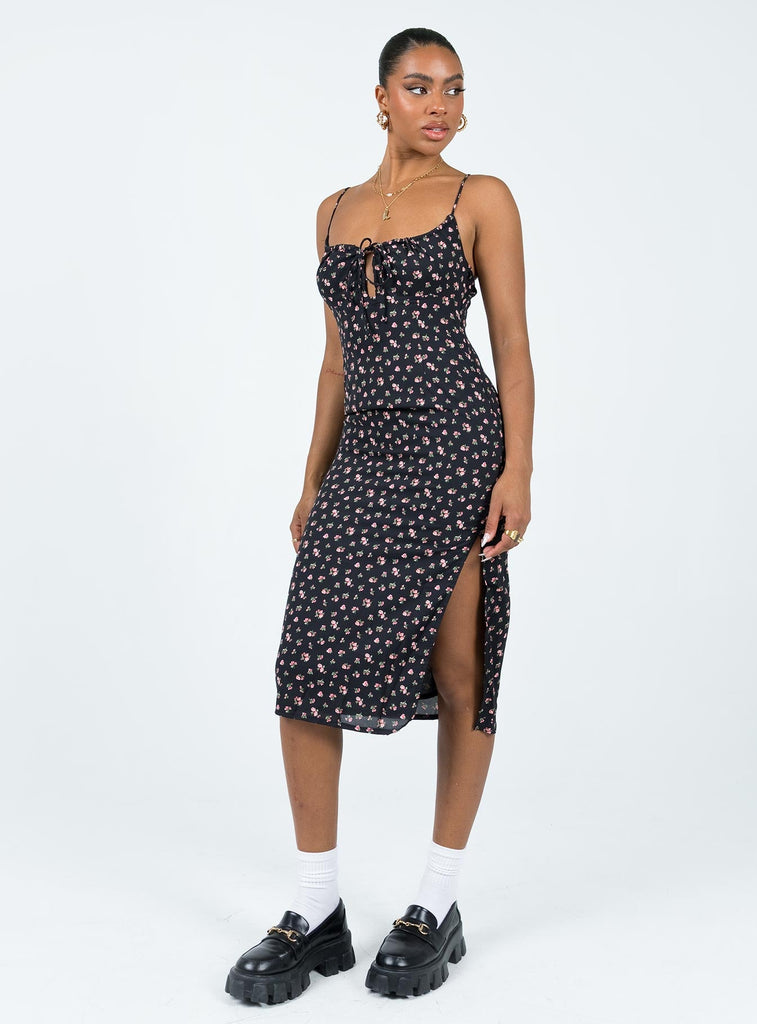 Noda Midi Dress Black / Floral