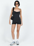 Romper Adjustable shoulder straps Pinched detail at bust Good stretch Unlined 