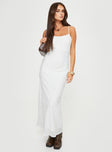 Maxi Dress Broderie material, adjustable shoulder straps, invisible zip fastening at side Non-stretch, fully lined