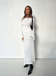 Long sleeve maxi dress Sheer material Tie fastening back of neck Flared sleeve Low back