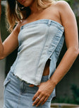 Sorrenti Strapless Top Denim