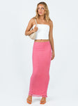 Maxi skirt Textured material Lettuce edge hem Good stretch