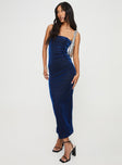 Strapless Maxi Dress Shimmery material Inner silicone strip at bust 