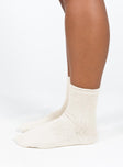 Cream socks Ribbed material OSFM