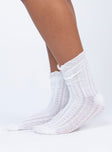 Socks Princess Polly Exclusive 75% cotton 15% polyester 10% spandex Delicate knit material  Ruffled ankle  Good stretch   OSFM