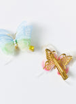 Hair clip pack Set of two Gold-toned Butterfly detail