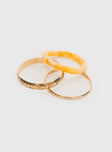 Bracelet pack  Pack of three, two gold-toned bangle style