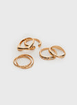 Gold-toned ring pack Pack of five, diamante detail