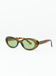 Sunglasses Tort frame Moulded nose bridge Green tinted lenses