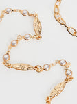 Chain belt Gold-toned, pearl-like detailing throughout, lobster clasp fastening