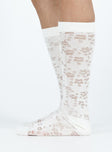 Socks Knee high Sheer design Floral print