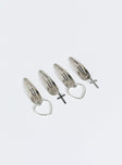 Hair clip set Set of four clips Silver toned Drop charms