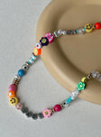 Beaded necklace Alternating beads Multiple colours Lobster clasp fastening Adjustable length