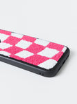 iPhone case Faux fur material Check print  Rubber edges 