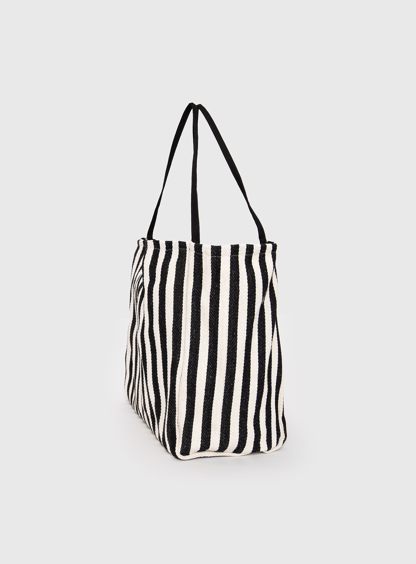 Black and white striped 2025 tote bag