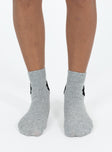 Grey crew socks flower Graphic print Elasticated cuff Good stretch