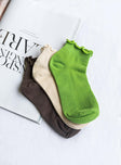 Ribbed Ruffle Socks Matcha