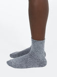 Socks Ribbed material  Good stretch  