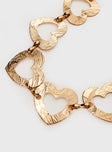 Gold-toned chain belt Heart-shape chain, adjustable length, lobster clasp fastening 