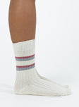 Socks Ribbed knit material Striped design Good stretch OSFM