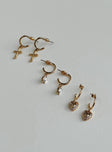 Earrings Pack of three Stud fastening  Varied charms 