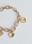 Bracelet Gold-toned Chunky style Heart pendants Lobster clasp fastening