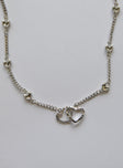 Necklace Lobster clasp fastening Heart charm Silver-toned