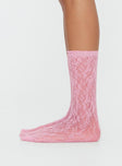 Socks  Lace material, lettuce edge cuff