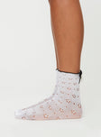 Sheer socks, bow detail