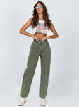 Holly Asymmetric Straight Leg Jean Eco Green Denim