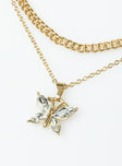 Necklace pack Gold toned Drop charm Diamante detail