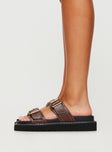 Ma Belle Sandals Contrast Stitch Chocolate