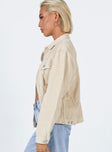 Western Cord Jacket Light Beige Silver Buttons